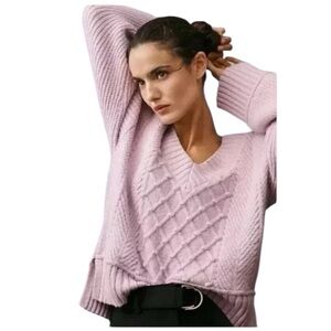 Maeve Anthropologie Sweater Cable Knit Purple - XS